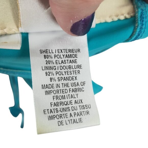 Milly Cabana Halter Bandeau Bikini Top Size 8 Padded Blue Silver Swimsuit - Picture 12 of 12